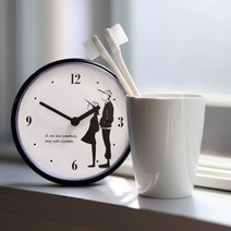 우드로하우스 블랙 커플 흡착 방수 욕실 시계 12cm, 커플D(HDW-6029)
