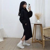 [간절기 기모]벌룬후드롱원피스