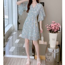 나시원피스 프린지스트링 팔뚝살커버 쉬폰 A라인 미니원피스-72394EA