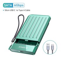 ORICO-6Gbps HDD 케이스 2.5 인치 sata-usb 3.1 하드 드라이브 인클로저 7mm-9.5mm SATA III II I SSD 박스 호환, 02 6Gbps-Green