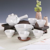 고백자 청화연 5인다기세트