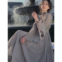봄원피스 쉬폰롱 원피스 우아한 프릴 불규칙 롱 여성 패션 페어리 주름 파티 이브닝 봄