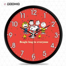해외배송 스누피 귀여운 만화 시계 거실 벽시계 크리 에이 티브 북유럽, 08. 블랙 프레임 08