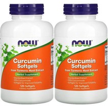 나우푸드 Now Foods Curcumin Softgels 커큐민 터메릭 심황 강황 뿌리 추출물 소프트젤 475mg 120정 2병, x, 1개