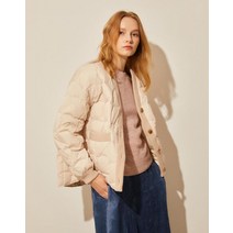 21FW 크림 물결 퀼팅 구스다운 점퍼 VLJU1D431CR