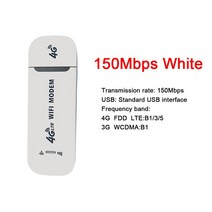 무선 라우터 공유기 4G LTE 라우터 무선 USB 동글 모바일 광대역 150Mbps 모뎀 스틱 Sim 카드 와이파이 어, 03 150Mbps White