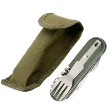 캠핑반합 캠핑 코펠 냄비 그릇 스텐 세트 후라이팬 군용 반합 긴 조리기구 배낭 spork fork 스테인레스 스틸 접이식 칼 기구 스푼 콤보 피크닉 캠프 칼붙이 식기 플랫웨어, 초록