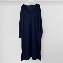 퍼니걸스 6096 데일리 박시핏 브이넥 무지 롱 원피스 여성의류