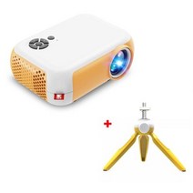 Salange 미니 프로젝터 A10 480360 픽셀 미니 비머 지원 1080P 휴대용 USB 비디오 프로젝터 홈 시어터 키즈 선물 시네마, Yellow add tripod+미국 플러그