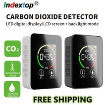 측정 공구 co2 meter co2 detector 다기능 온습도계 홈 지능형 가스 분석기 가정용 디지털 대기 오염 모니터, 5in1 블랙