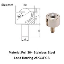 호환 볼 트랜스퍼 유닛 M8 스크류 베어링 불 아이 휠 옴니 휠 캐스터 컨베이어 롤러 슬라이더 10개, 03 304 Stainless Steel