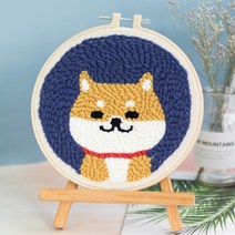 보람창고 펀치 니들 자수 패키지 DIY 취미 세트+펀치니들바늘+부자재 모두포함, 1.시바견