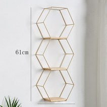 북유럽 디자인 침실선반 벽선반 인테리어선반 디자이너선반 방선반 수납선반, 3 개의 육각형 위아래 (황금색)