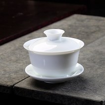 다기 세트 Gaiwan Dehua 백자 차 세트 쿵푸 세라믹 일본 간단한 찻주전자 찻잔, 3.8인치 가이완 140ml