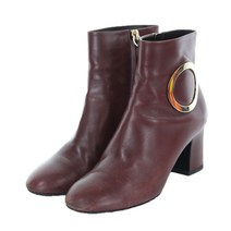 Roger vivier 가죽 은장 장식 앵클부츠 버건디 225