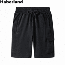Haberland 여름 남성용 순면 스판 5부 밴딩 반바지 트레이닝 하프 팬츠 카고 팬츠 골프바지 HB1009