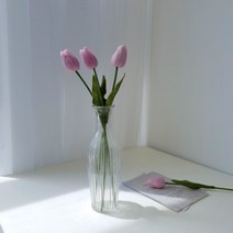 라인블랑 롱 스트라이프 호리병 유리꽃병 투명 유리화병 줄무늬 베이직 화병