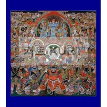 호법신 불화 법당 신중탱화 불교 종교 큐빅 그림 구슬자수 만들기 대형 보석십자수 재료 세트, 130x130cm 전체 원형 큐빅