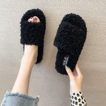 Alles 키높이 양털 뽀글이슬리퍼 여성 캐쥬얼 러블리 퍼 슬리퍼
