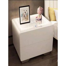 블루투스 침대 협탁 사이트 탁자 usb무선충전, 택배, 50x40x45cm, J 블랙유리상판