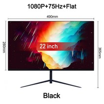22 인치 75Hz 울트라 좁은 모니터 1920*1080 99% sRGB 디스플레이 PC 데스크탑 게임 화면 패널, 02 Flat Black_04 미국 플러그