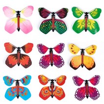 마술 도구 9pcs 매직 트릭 장난감 요정 책에서 비행 나비 고무 밴드 전원 바람 깜짝 선물, 01 9pcs magic butterfly