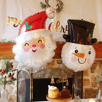 [파티조엘] 눈사람 산타 페이스 벌룬_귀여운 스노우맨과 산타 얼굴풍선 크리스마스파티 풍선, 눈사람풍선, 고리마운트와 낚시줄 추가