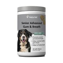 NaturVet 시니어 고급 껌 & 호흡 개 보충제 – 치주 건강 증진에 도움이 페퍼민트 파슬리 잎 신선한 45 Ct. 부드러운 씹기