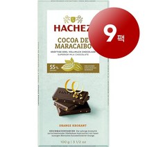 Hachez 하세스 독일 직배송 카카오 마라카이보 55% 오렌지 크로칸트 초콜릿 바 100g Cocoa Maracaibo Orange Krokant schokolade, 9팩