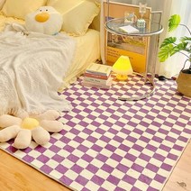 원목 바둑판 고급 레트로 매트 카펫 러그 푹신하고 플러시 바닥 거실 장식 격자 라운지 침실용, [07] 180x250cm, [09] I