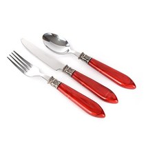 힘멜 고급스러운 양식 세트3PCS/스푼+포크+나이프 스텐 호텔 웨딩홀 부페 카페 레스토랑 이사 생일 선물, 레드