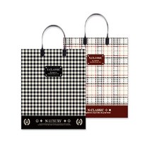 1800PP 체크쇼핑백 1봉 10개입/PP쇼핑백/비닐쇼핑백/선물포장지, 1800PP 체크검정 10개입
