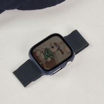 우먼스9999 애플워치 호환 밀레니즈 루프 밴드 스트랩 + 풀커버 케이스 세트, 미드나잇, 45mm