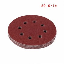 해외 10X 5 인치 125 mm 라운드 샌드페이퍼 8 홀 디스크 샌드페이퍼 거친 모래 60 1000 후크 및 루프 샌딩, 60 #, One Size