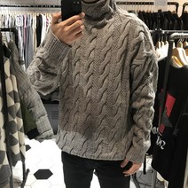 왕 꽈배기 오버핏 반목 니트