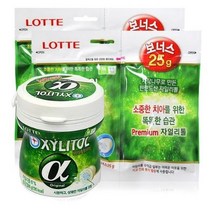 [자기전에 양치후에 씹는껌] 롯데 자일리톨 오리지널 츄잉껌 (용기) 87g x 1개+리필 x 2개(옵션 택 1)/자일리톨 60%, 2.용기 87gx1개+알파 (리필) 88gx2개