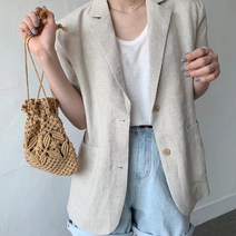 성진 여름 오버핏 반팔린넨자켓9966