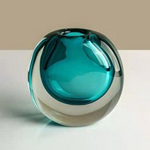 Elegant Translucent Glass Vase Gifts Low Sitting Flower Vase Terrarium Container Dried Flowers Vase, 04 파란, 04 파란