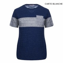 까르뜨블랑슈 남성 포켓 포인트 배색 라운드 반팔 티셔츠 CMM8KR22 NV