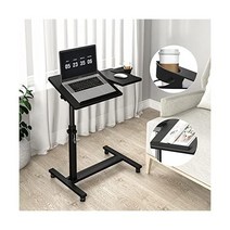 팬ta 높이 조절 가능한 롤링 노트북 스탠드 2개의 틸팅 데스크탑이 있는 오버베드 테이블 컵 홀더가 소파용 모바일 사무실 가정 및 병원용 컴퓨터 워크스테이션