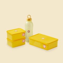 오래아 냉장고 냉동실 정리용기 밀폐 플라스틱 반찬통 세트, 런치(용기600 2개+용기 1200+보틀500)