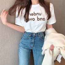 여자 베이직 영문 프린팅 5컬러 캐주얼 반팔티