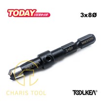 툴케아 이중접시비트 3x8mm 이중기리 접시비트 이중드릴비트 임팩 육각 원통형 둥근머리 목공용 국산 TOOLKEA 카리스툴, 1개입