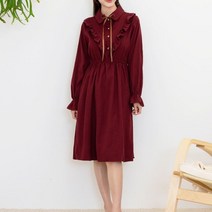 여자 러블리 앞프릴 카라 허리 밴딩 원피스