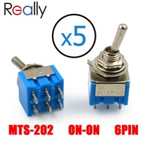 5pcs 6mm 미니 토글 스위치 2 위치 3 래칭 MTS-102/103/202/203 ON-ON SPDT ON-OFF -ON DPDT, MTS202, 03 MTS202