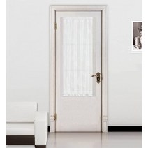 VOGOL 세미 시어 프렌치 도어 커튼 출입구 파티오 농가 꽃무늬 문 커튼 봉 상단 및 하단용 1개 63.5 x 101.6cm(25 40인치) 365378