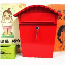 스탠드 우체통 주택 대형 벽걸이 우편함 정원 우체통 소박한 스타일 철 잠금 제안 상자 야외 심리적인 우편함 창의적인 벽 편지 기여 상자125567, Red