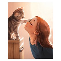서은이네 DIY 보석 비즈 십자수 캔버스형, AR09 여자아이와 고양이