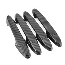 자동차 인테리어 몰딩 크롬 액세서리 혼다 핏 재즈 용 2014 2015 2016 2017 2018 2019 2020 탄소 섬유 크롬 자동차 사이드 도어 핸들 커버 스티커, 탄소 0 버튼