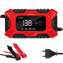 산업용 배터리 충전기 자동차 6a 12v 오토바이 완전 자동 수리 충전 지능형 빠른 충전 납산 시작, 레드 EU 플러그